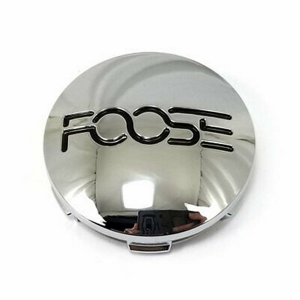 Foose 2.95"Flat Cap-chrome W/ Black Logo