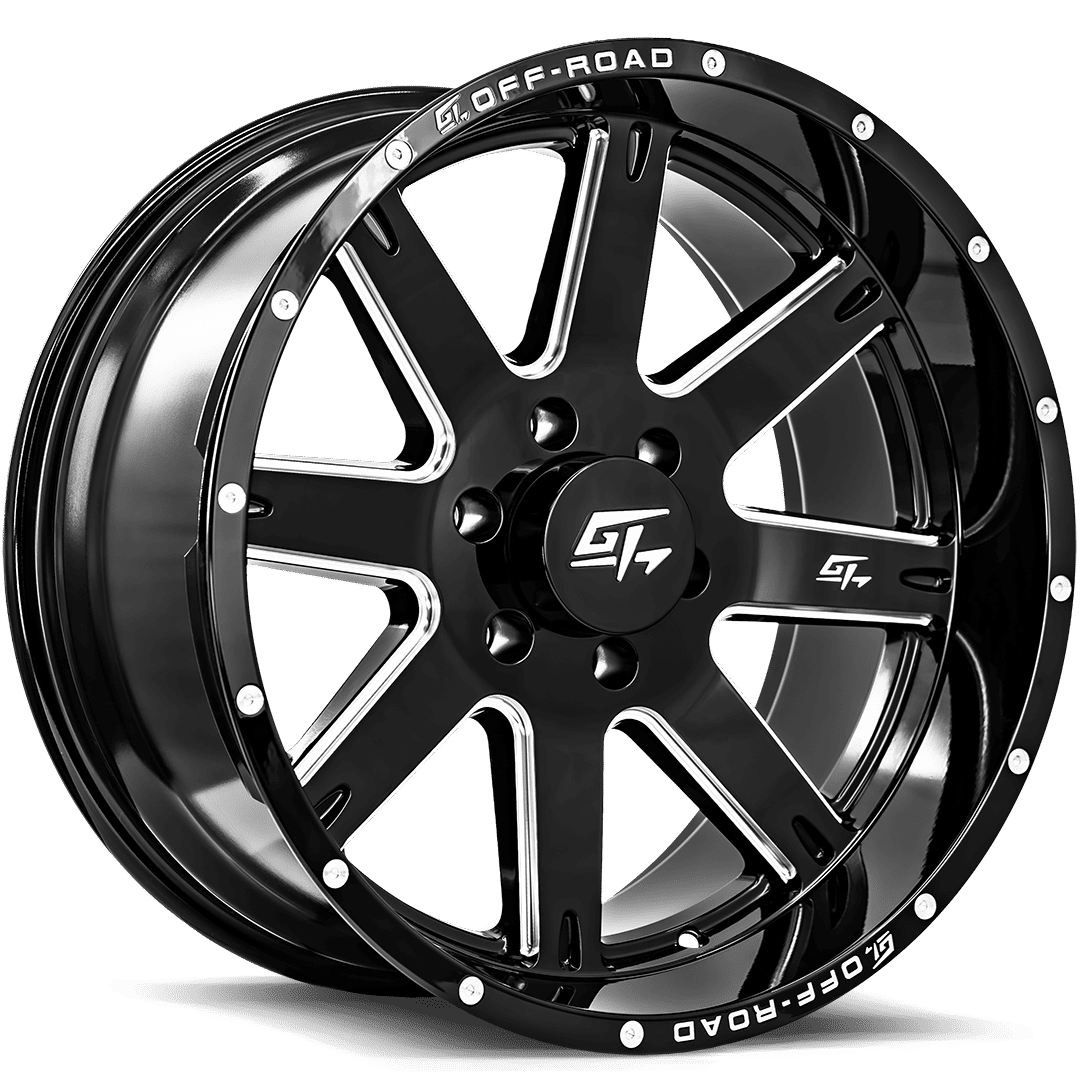 GT Offroad Invasion 17x9 8x180 12 125.2 Gloss Black Milled