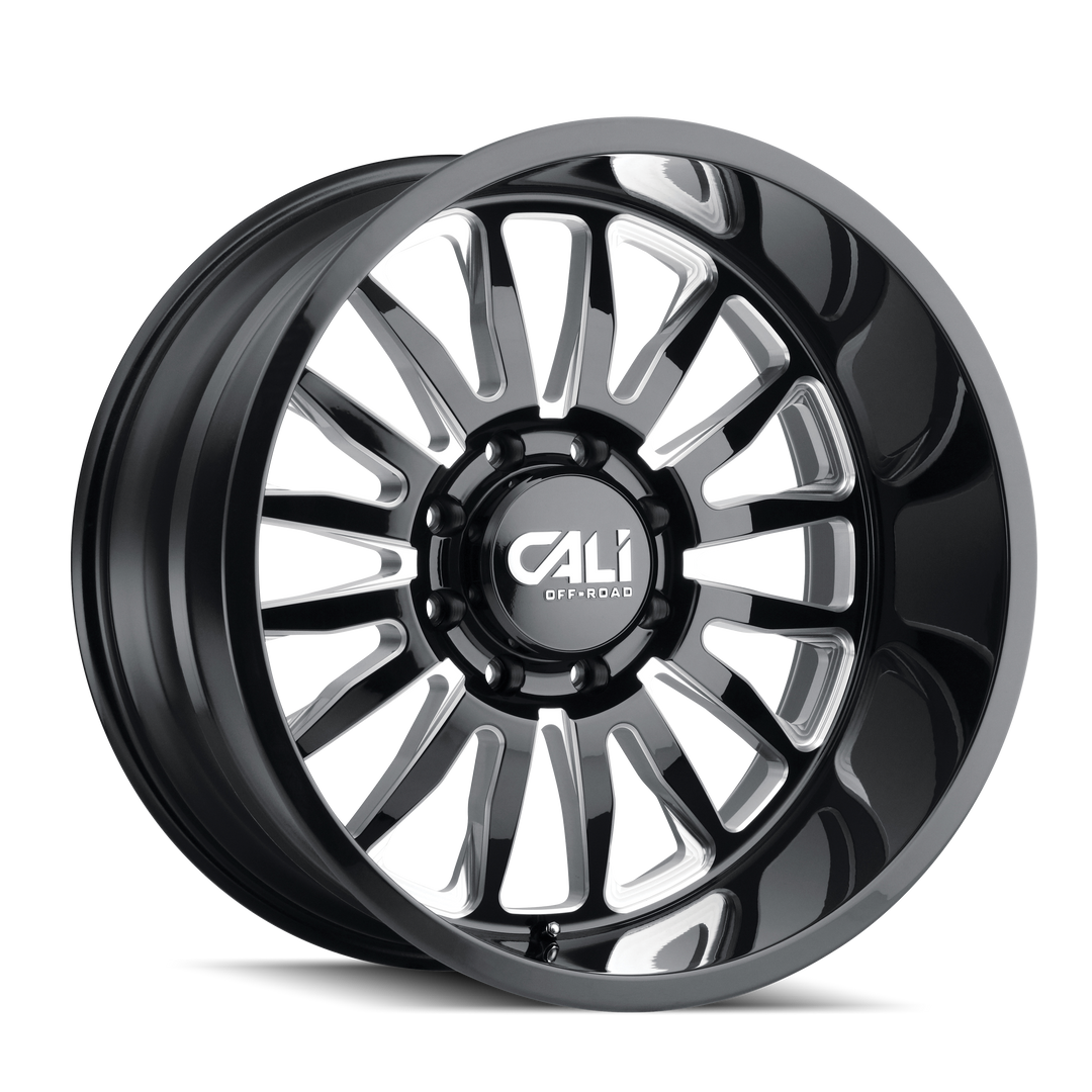 CALI OFF-ROAD SUMMIT 9110 22x12 8x170 -51 125.2 GLOSS BLACK/MILLED SPOKES - TheWheelShop.ca