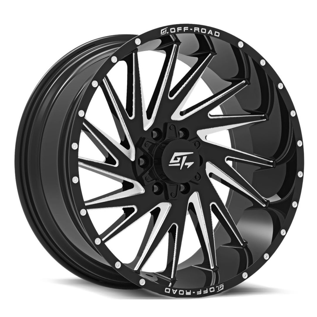 GT Offroad Tomahawk 22x10 8x165.1 / 8x180 -18 125.2 Gloss Black Milled