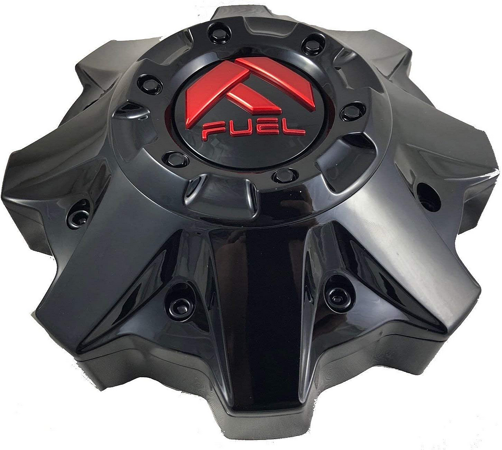 Fuel 8lug Cap- Gloss Black/red