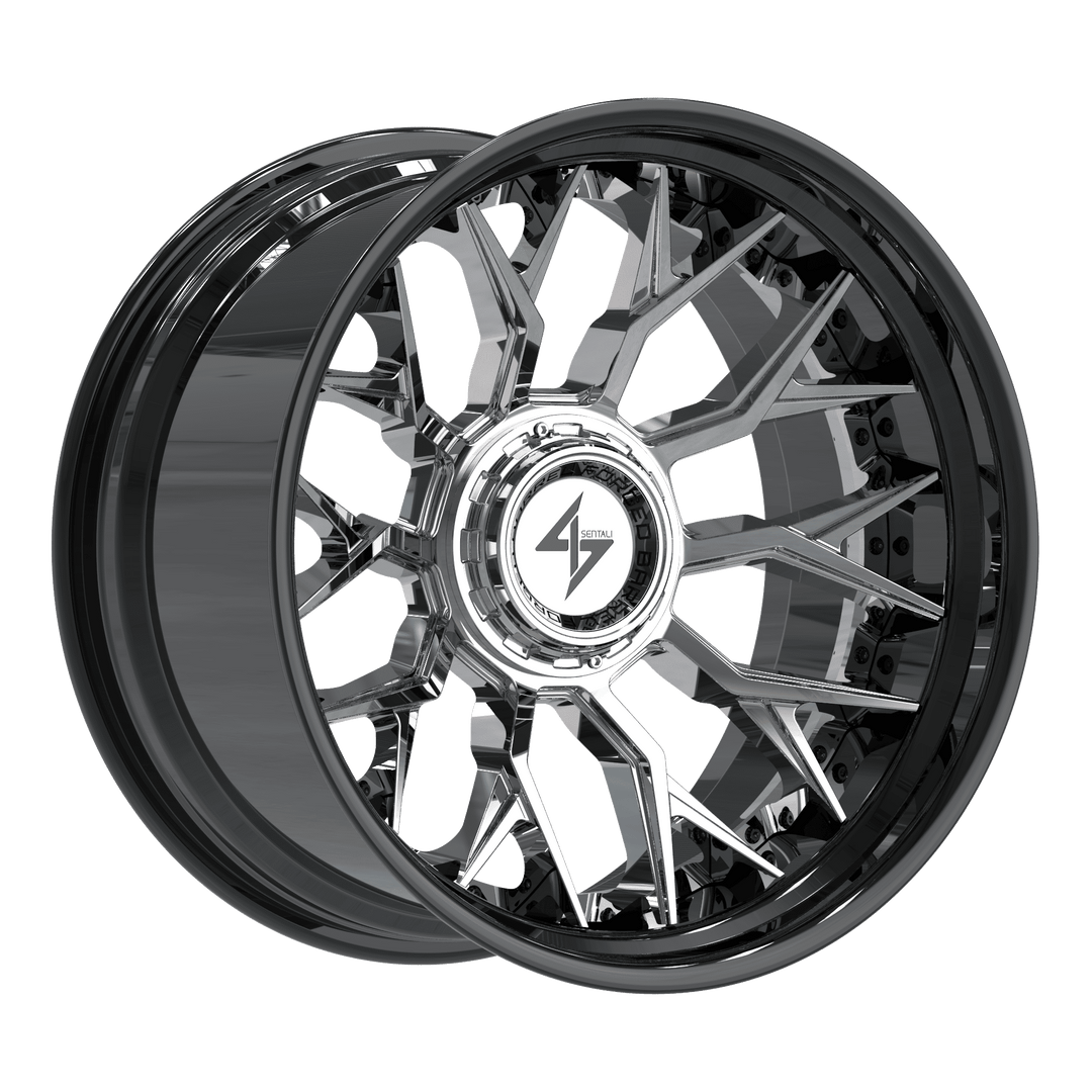 Sentali BFX2 22x12 6x135 / 6x139.7 -44 106.1 Gloss Black Lip / Chrome Centre