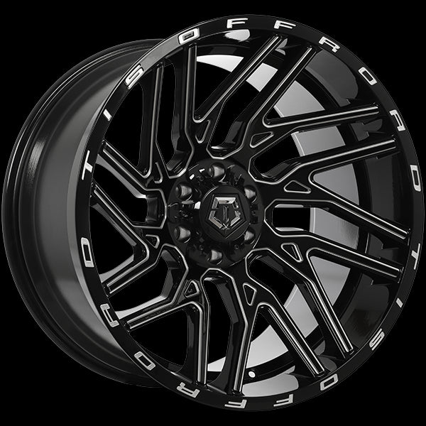 TIS Wheels 554 22x12.0 6x135 / 6x139.7 -44 108.1mm Gloss Black - Milled Edge