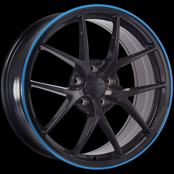 DAI Wheels Sky 17x7.5 5x114.3 40 67.1 Gloss Black - Blue Line