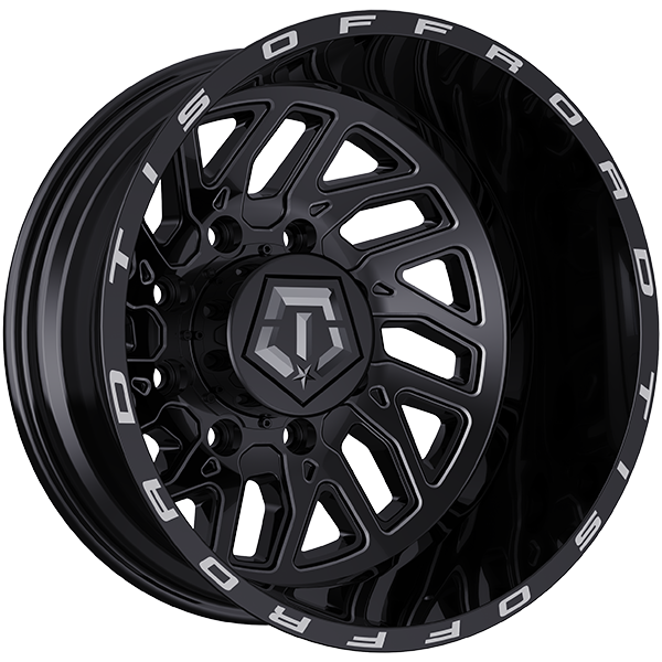 TIS 544 22x8.25 8x210 -198 154.3 Gloss Black - Milled Edge