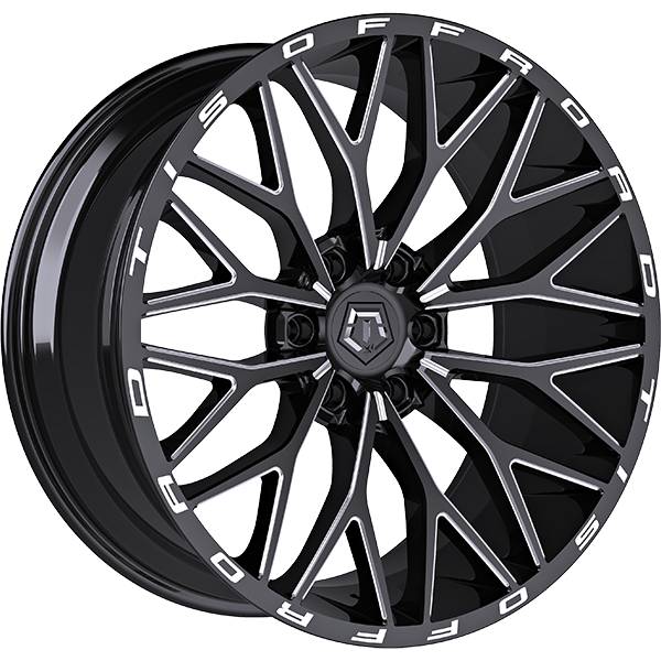 TIS 566 22x12.0 6x139.7 -44 106.1 Gloss Black - Milled Edge