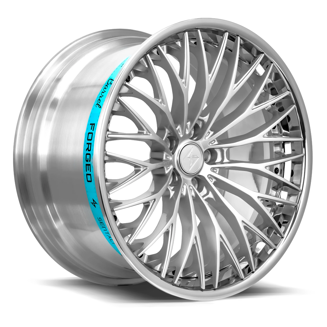 Sentali Barrel Forged SB1 20x9 5x112 25 66.6 Polished Lip / Hyper Silver Centre