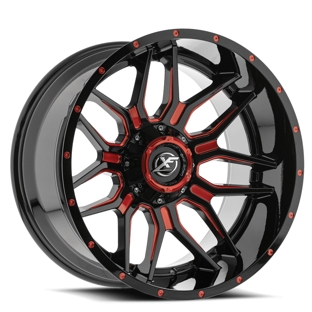XF Offroad XF-222 20x9 5x139.7 / 5x150 12 125.2 Gloss Black Milled Red