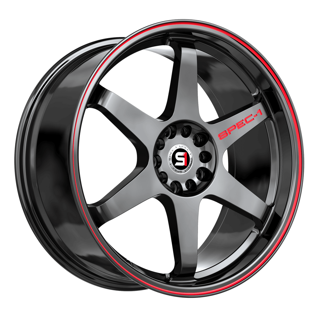 Spec-1 Racing STP-33GBRL 18x8.5 5x112 / 5x114.3 38 73.1 Gloss Black / Red Line