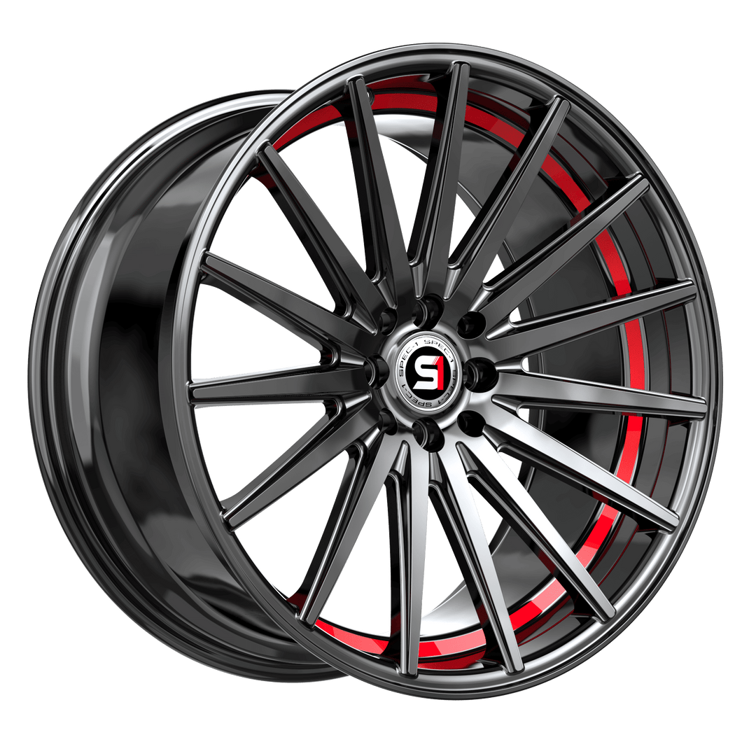 Spec-1 Racing SP-69GBRU 18x8 5x112 / 5x114.3 38 73.1 Gloss Black / Red Under Cut