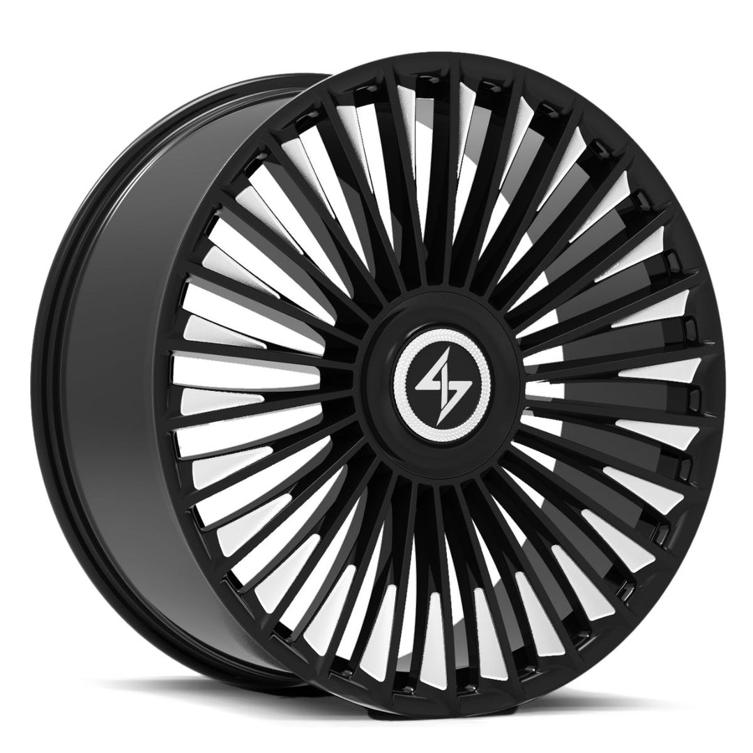 Sentali Luxx Turbine 20x9 5x112 / 5x114.3 34 73.1 Gloss Black Milled Tips