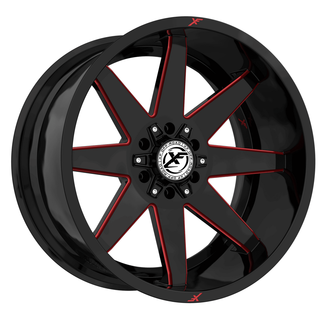 XF Offroad XF-236 20x9 6x135 / 6x139.7 12 106.4 Gloss Black Milled Red