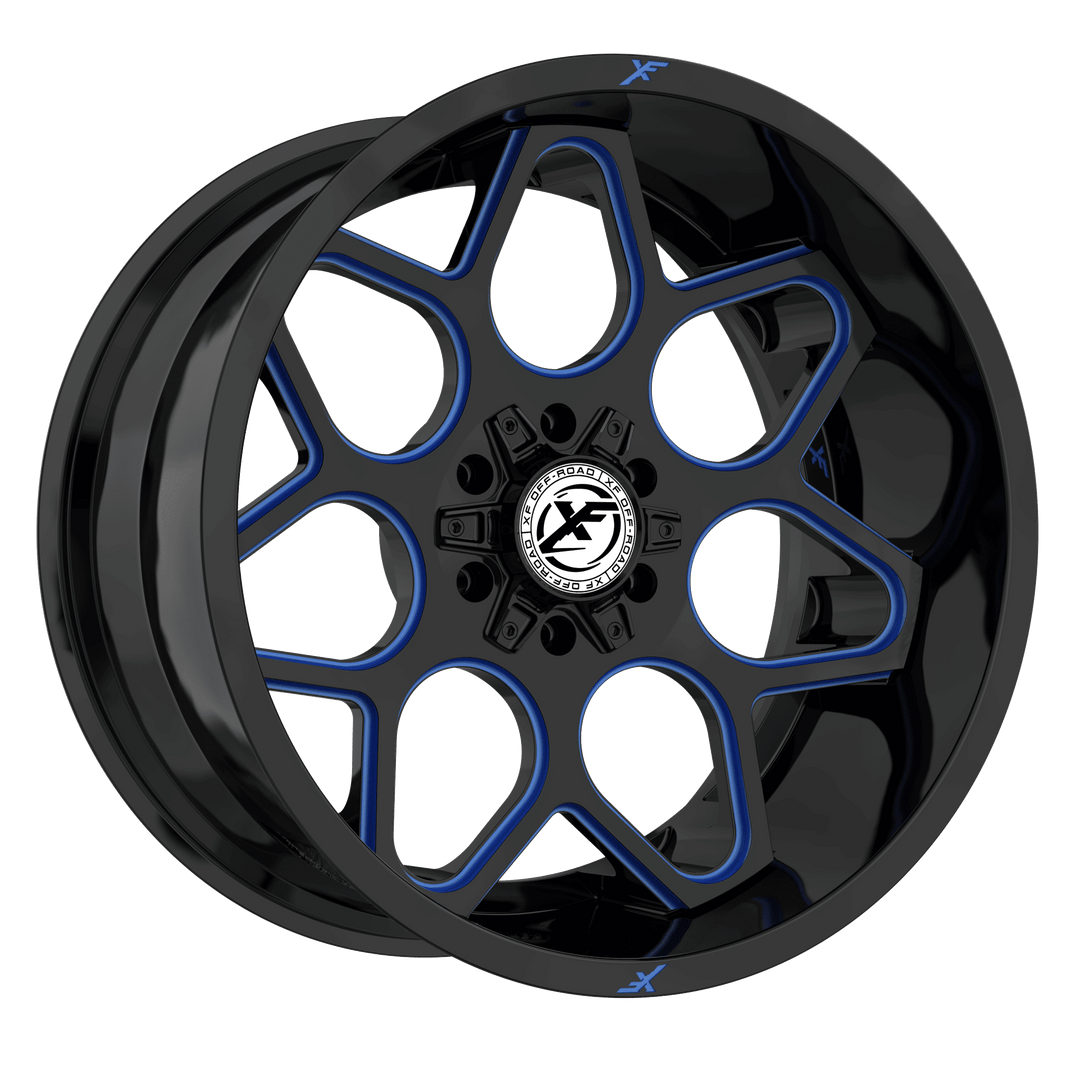 XF Offroad XF-233 20x9 5x127 / 5x139.7 12 78.1 Gloss Black Milled Blue