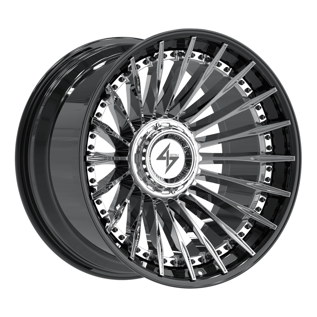 Sentali BFX1 22x10 6x135 / 6x139.7 -24 106.1 Gloss Black Lip / Chrome Centre