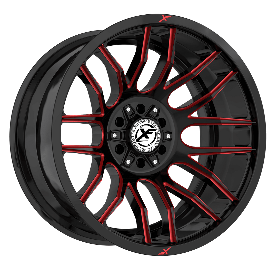 XF Offroad XF-232 20x10 5x127 / 5x139.7 -12 78.1 Gloss Black Milled Red
