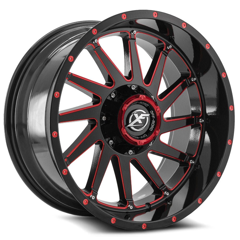 XF Offroad XF-216 20x9 5x150 / 5x139.7 0 110.3 Gloss Black Milled Red