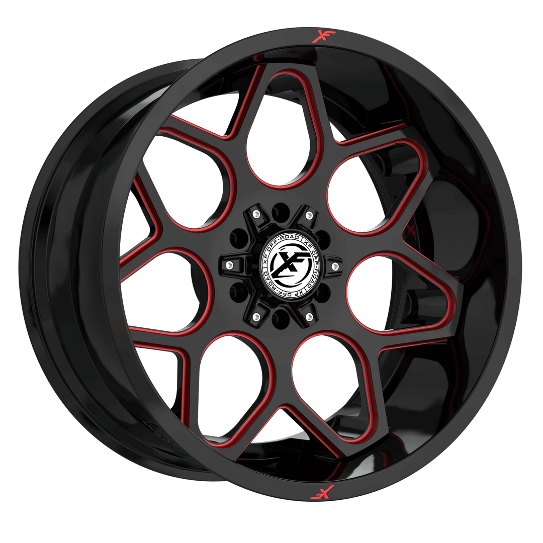 XF Offroad XF-233 20x10 6x135 / 6x139.7 -12 106.4 Gloss Black Milled Red