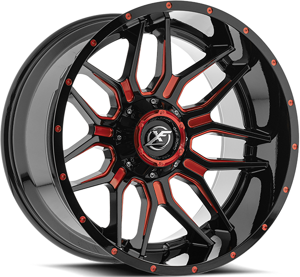 XF Offroad XF-222 20x10 5x127 / 5x139.7 -12 78.1 Black Milled Red