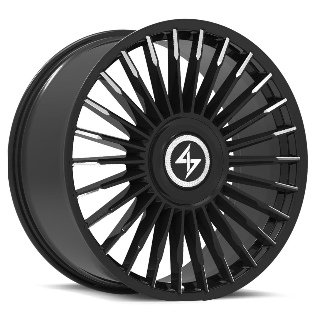 Sentali Luxx Royale 20x10.5 5x112 / 5x114.3 25 73.1 Gloss Black Milled Tips