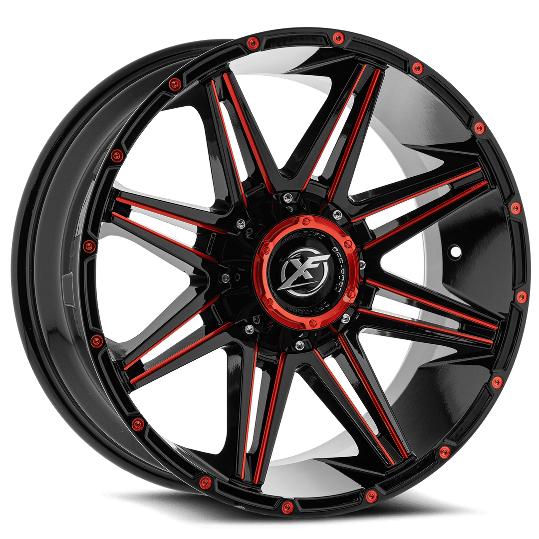 XF Offroad XF-220 17x9 6x135 / 6x139.7 12 125.2 Gloss Black Red Milling
