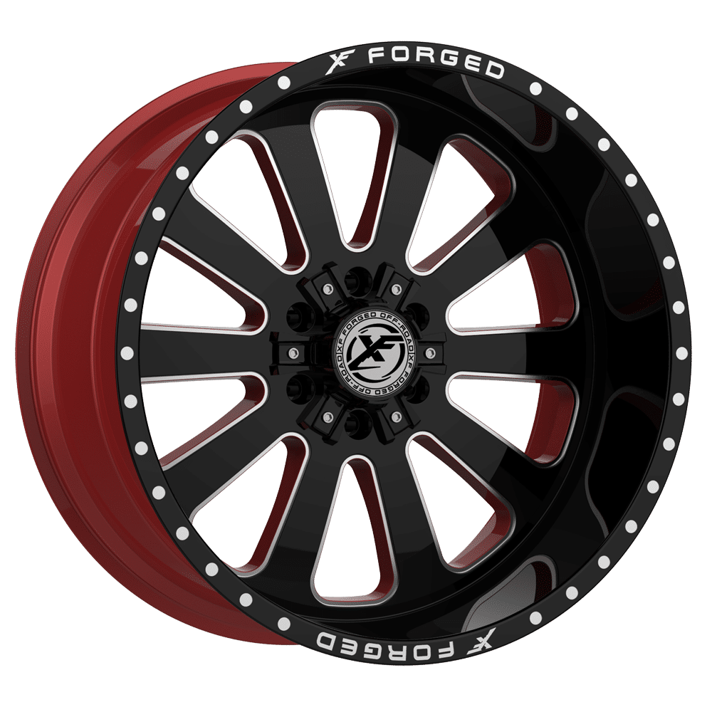 XF Offroad XFX-302 24x12 5x127 / 5x139.7 -44 78.1 Gloss Black Milled W/Red Inner
