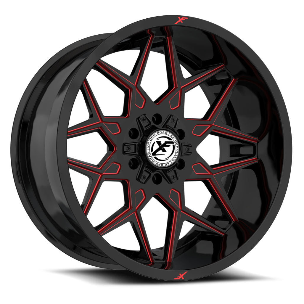 XF Offroad XF-238 18x9 5x127 / 5x139.7 12 78.1 Gloss Black Milled Red