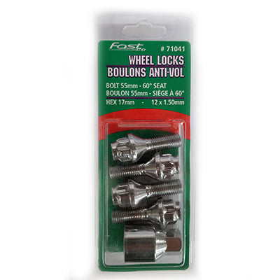 Acorn Chrome Lock Bolt Set 60° Bulge Seat - 12x1.50mm - 28mm Shank - 17/19mm Hex (PKG/4)