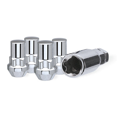 Acorn Chrome Lock Nut Long 60° Bulge - 12x1.25mm - 19/21mm Hex (PKG/4)