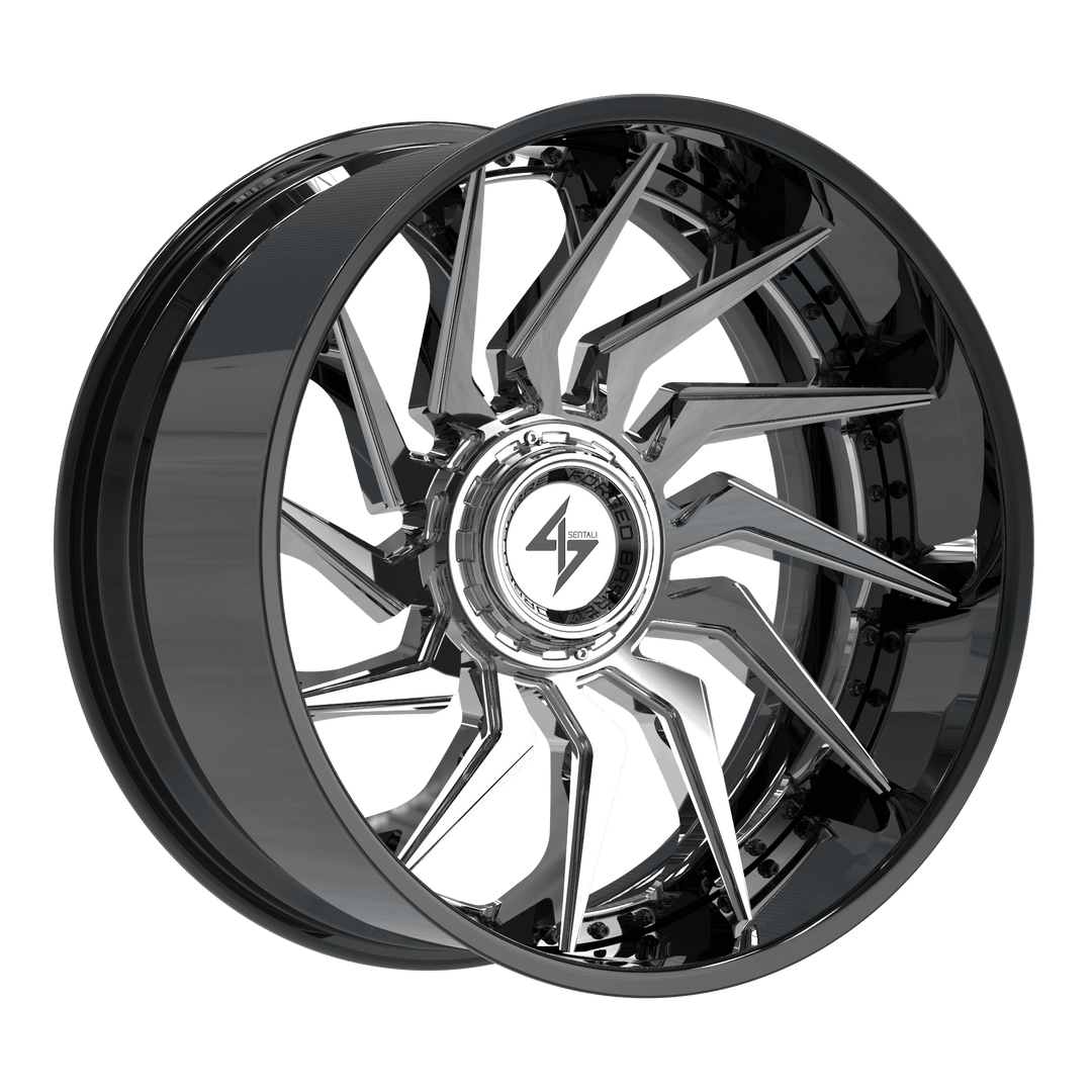 Sentali BFX4 22x12 6x135 / 6x139.7 -44 106.1 Gloss Black Lip / Chrome Centre