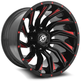 XF Offroad XF-224 20x10 8x180 / 8x165.1 -24 125.2 Gloss Black Milled Red