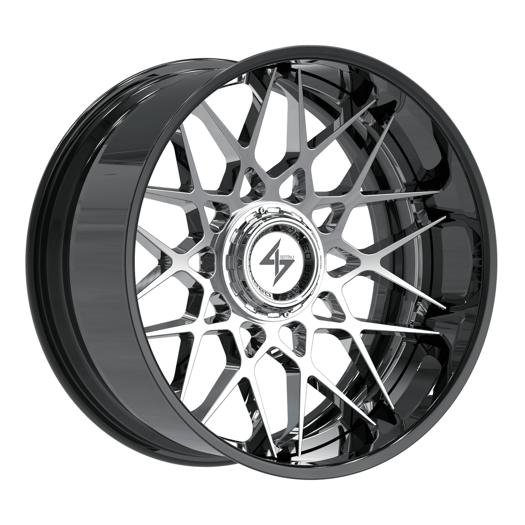 Sentali BFX5 24x14 8x165.1 / 8x170 -76 125.2 Gloss Black Lip / Chrome Centre