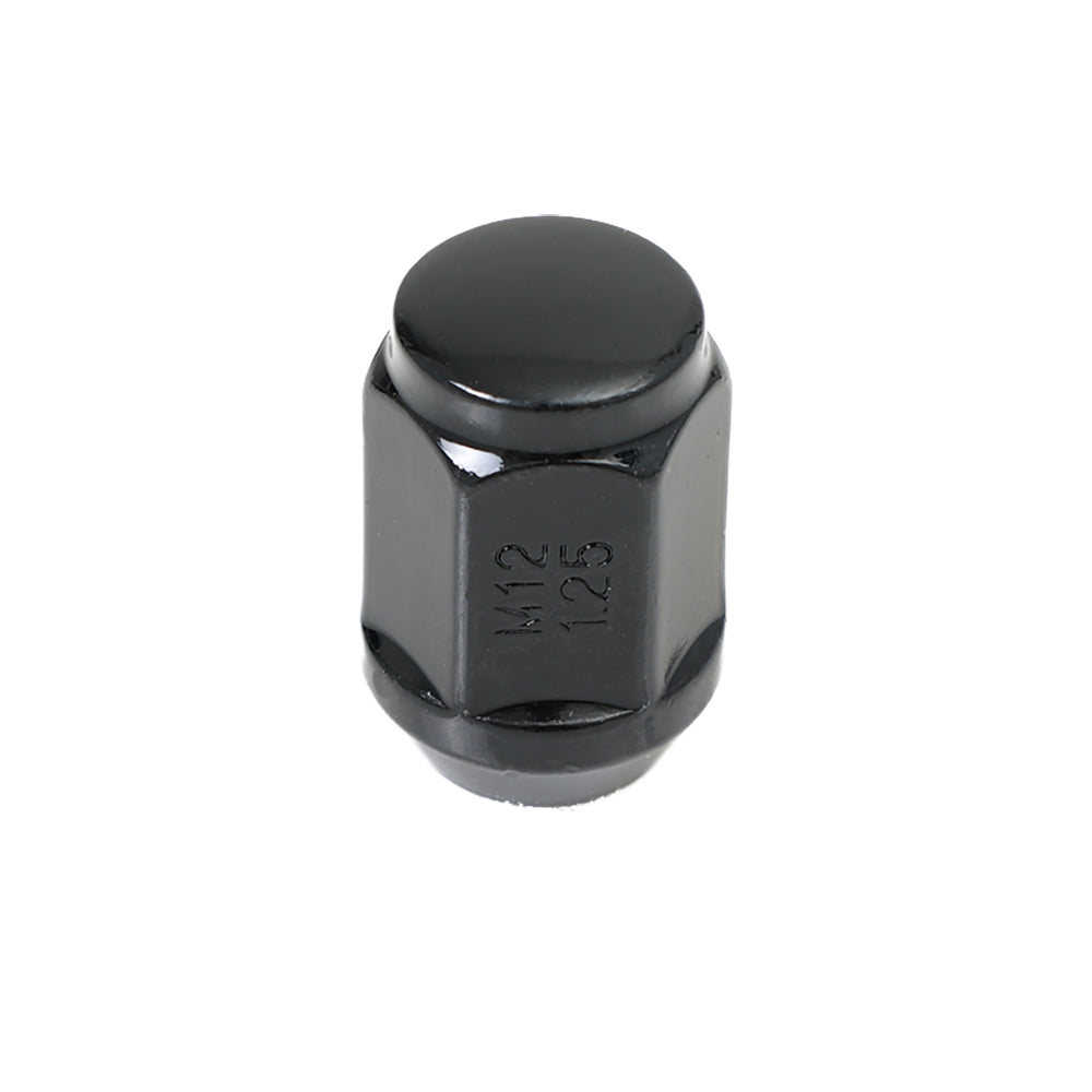 Acorn Black Nut 1PC 60° Bulge Seat - 12x1.25mm - 21mm Hex - Premium