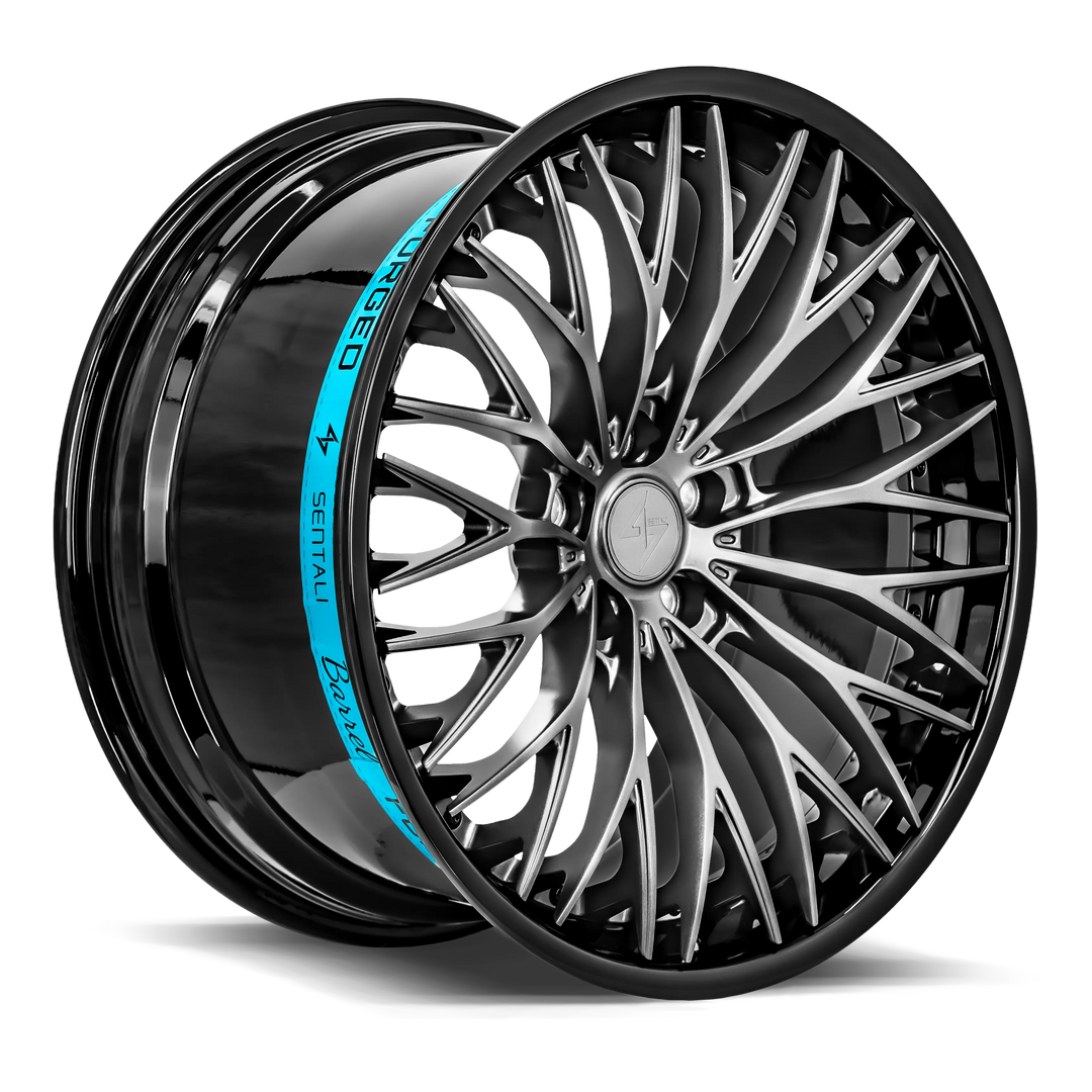 Sentali Barrel Forged SB1 20x9 5x112 25 66.6 Gloss Black Lip / Matte Gunmetal Centre