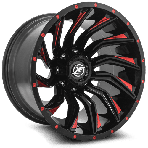 XF Offroad XF-224 20x9 8x165.1 / 8x170 12 125.2 Gloss Black Milled Red