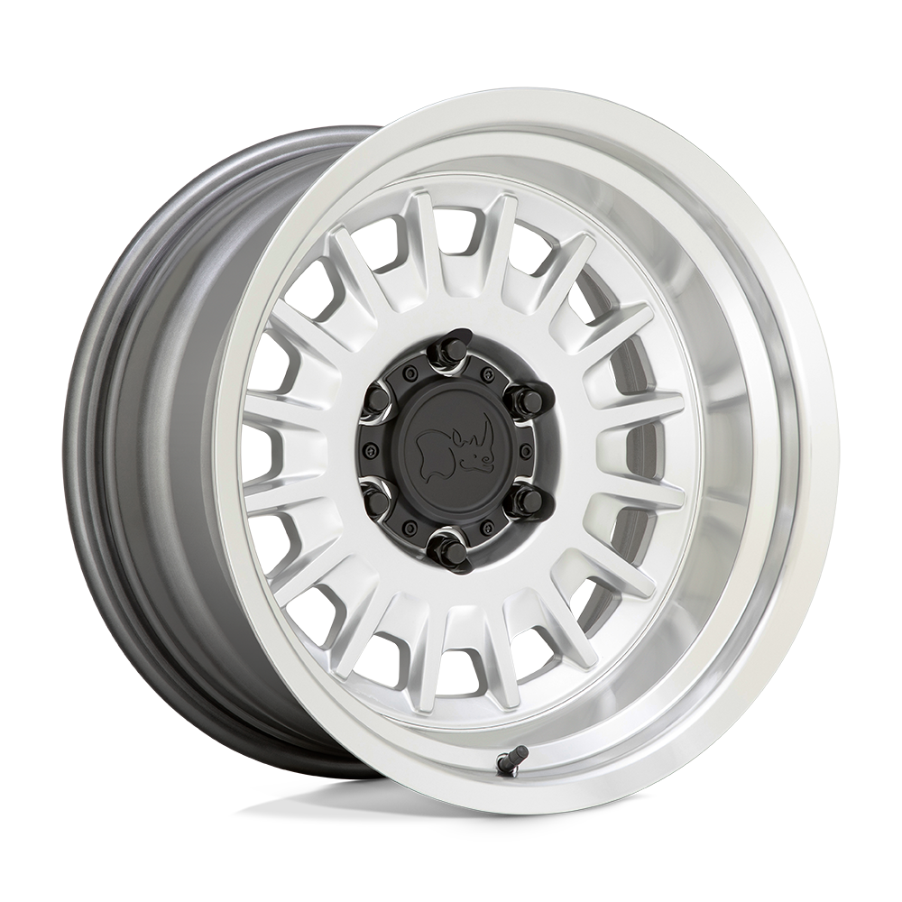 Black Rhino Aliso 17x8 6x139.7 0 106.1 Gloss Silver With Mirror Cut Face & Lip