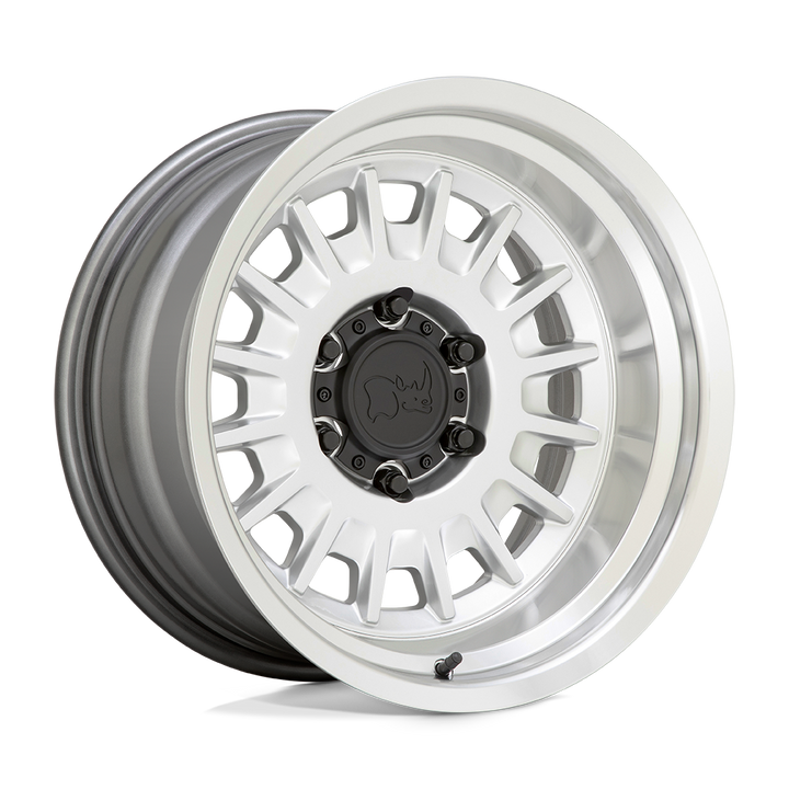 Black Rhino Aliso 17x8 6x139.7 0 106.1 Gloss Silver With Mirror Cut Face & Lip