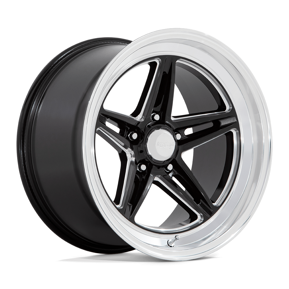 American Racing Vintage Vn514 Groove 18x7 5x114.3 0 72.6 Noir brillant fraisé avec lèvre taillée au diamant