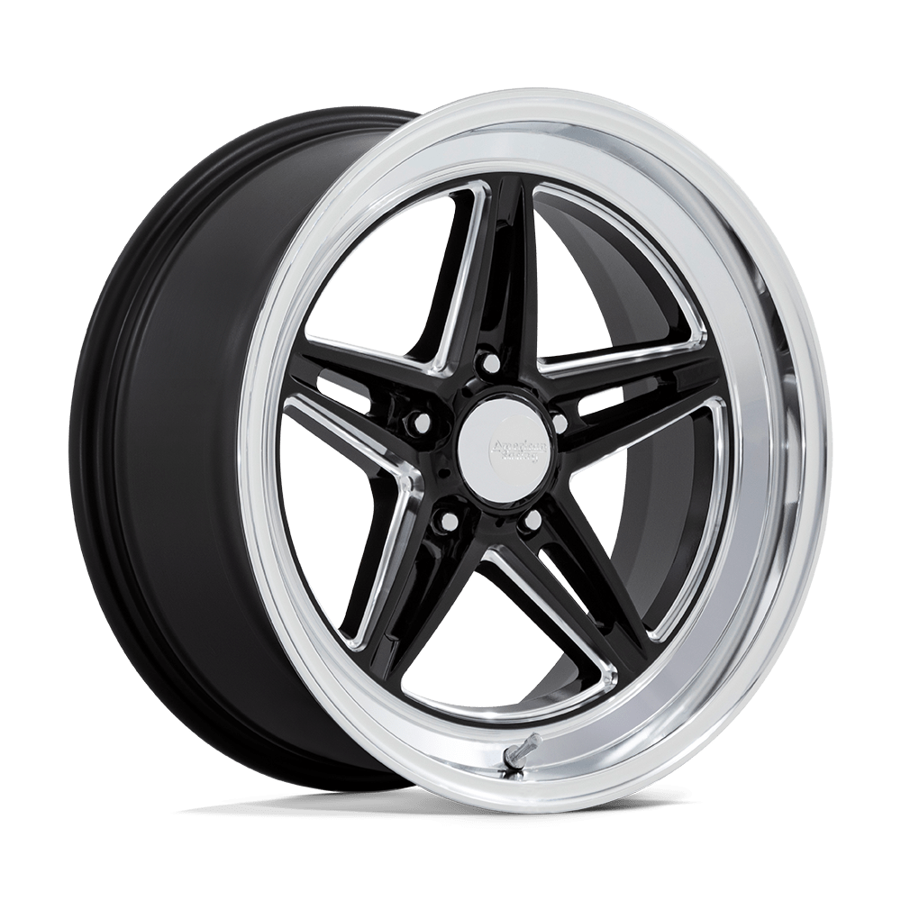 American Racing Vintage Vn514 Groove 20x10 5x127 6 78.1 Noir brillant fraisé avec lèvre taillée au diamant