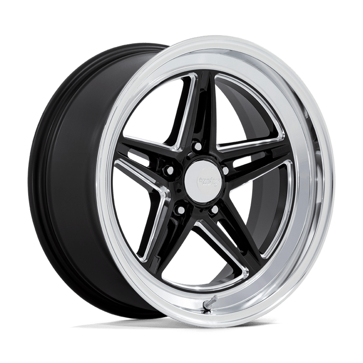 American Racing Vintage Vn514 Groove 20x10 5x127 6 78.1 Noir brillant fraisé avec lèvre taillée au diamant