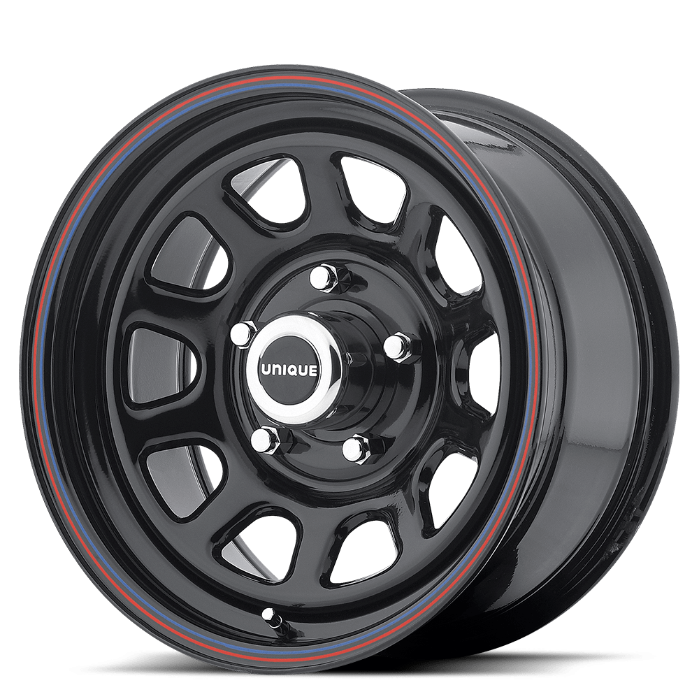 American Racing Ar767 15x7 5x114.3 0 72.56 Acier noir brillant avec bande rouge et bleue