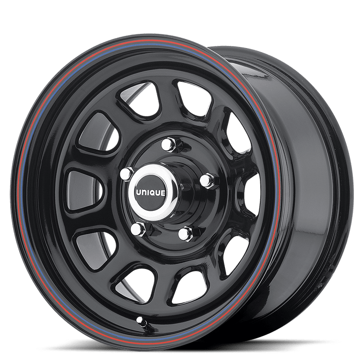 American Racing Ar767 15x7 5x114.3 0 72.56 Acier noir brillant avec bande rouge et bleue