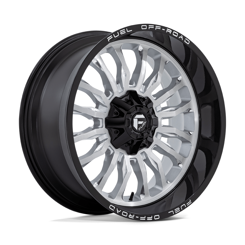 Fuel Off-Road D798 Arc 22x10 6x135 / 6x139.7 -18 106.1 Face brossée argent avec lèvre noire fraisée