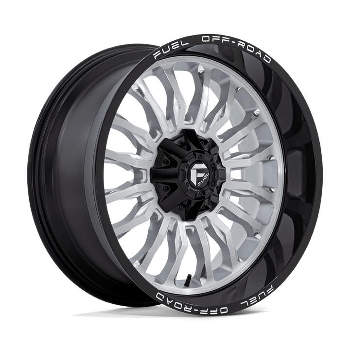 Fuel Off-Road D798 Arc 22x10 6x135 / 6x139.7 -18 106.1 Face brossée argent avec lèvre noire fraisée