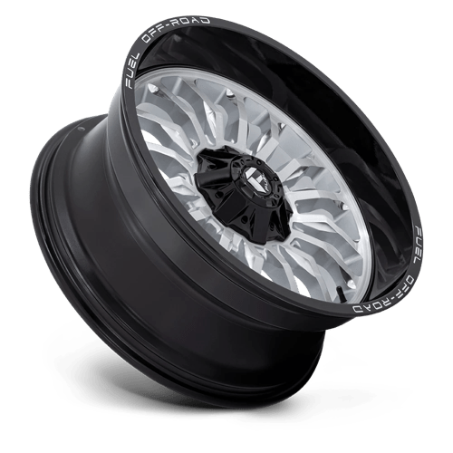 Fuel Off-Road D798 Arc 22x10 6x135 / 6x139.7 -18 106.1 Face brossée argent avec lèvre noire fraisée