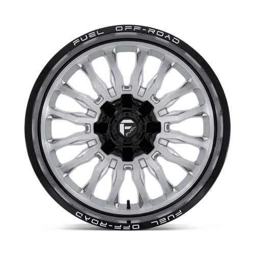 Fuel Off-Road D798 Arc 22x10 6x135 / 6x139.7 -18 106.1 Face brossée argent avec lèvre noire fraisée