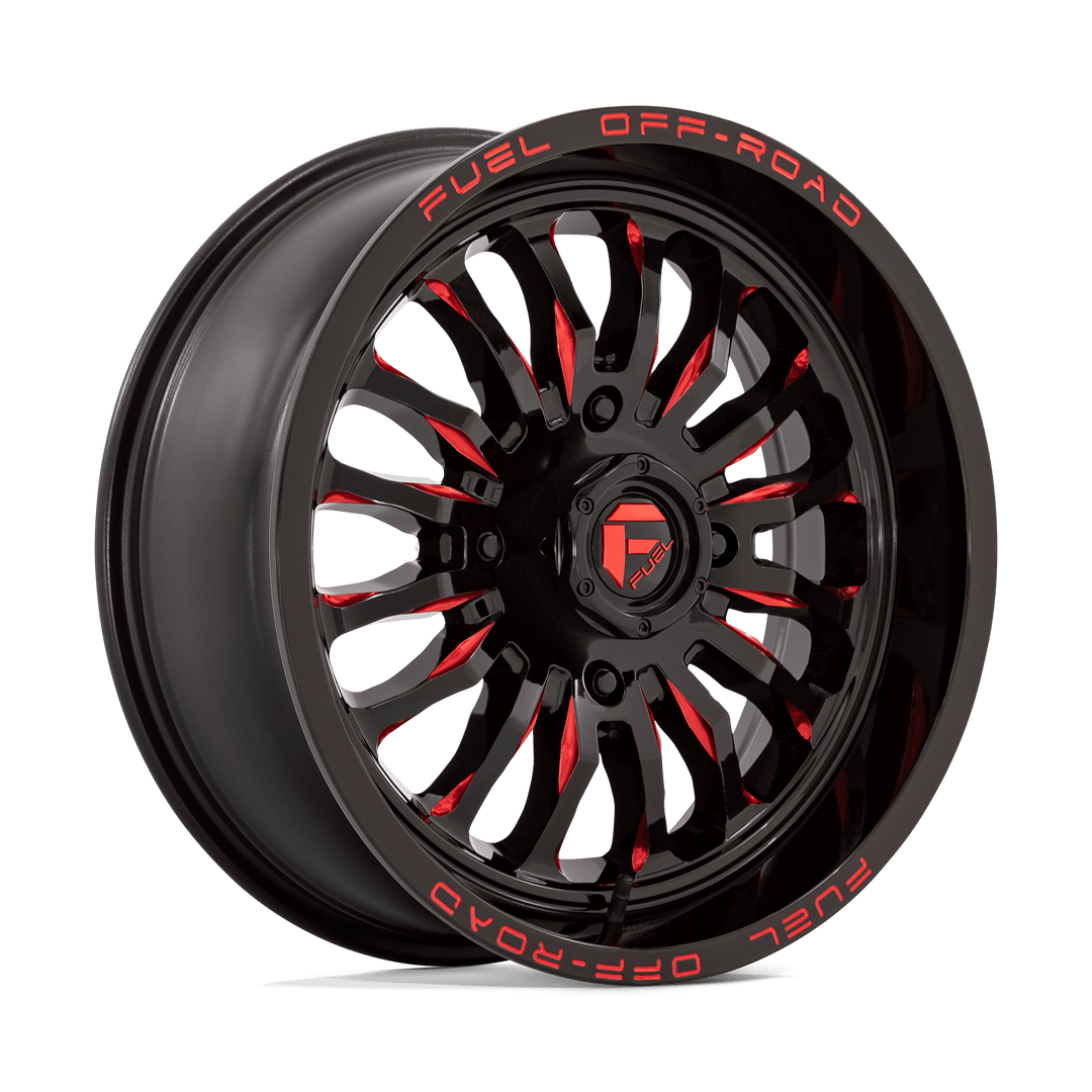 FUEL UTV OFF-ROAD D822 ARC UTV 18X7 4X156 13 132 GLOSS BLACK MILLED RED