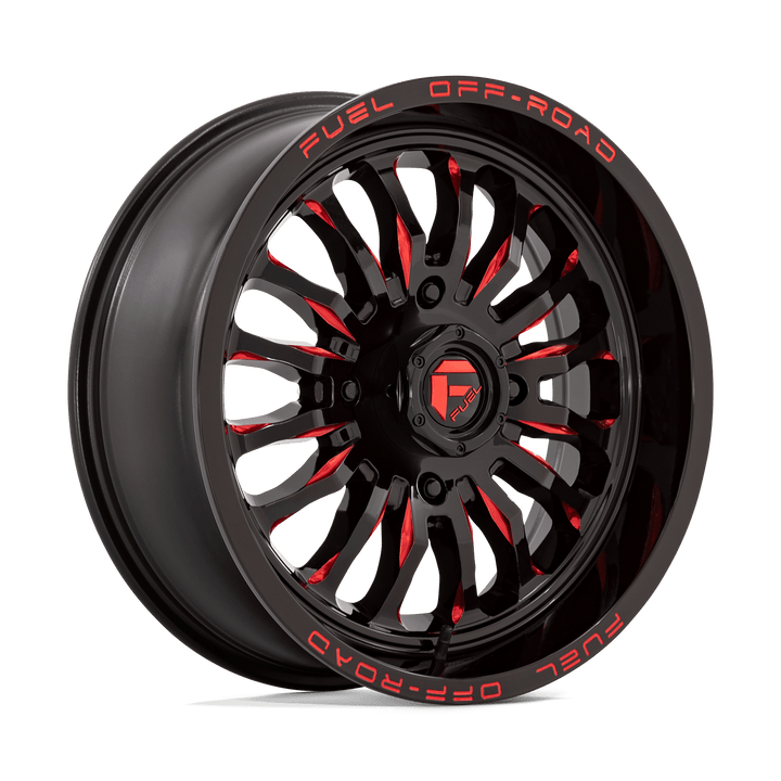 FUEL UTV OFF-ROAD D822 ARC UTV 18X7 4X156 13 132 GLOSS BLACK MILLED RED