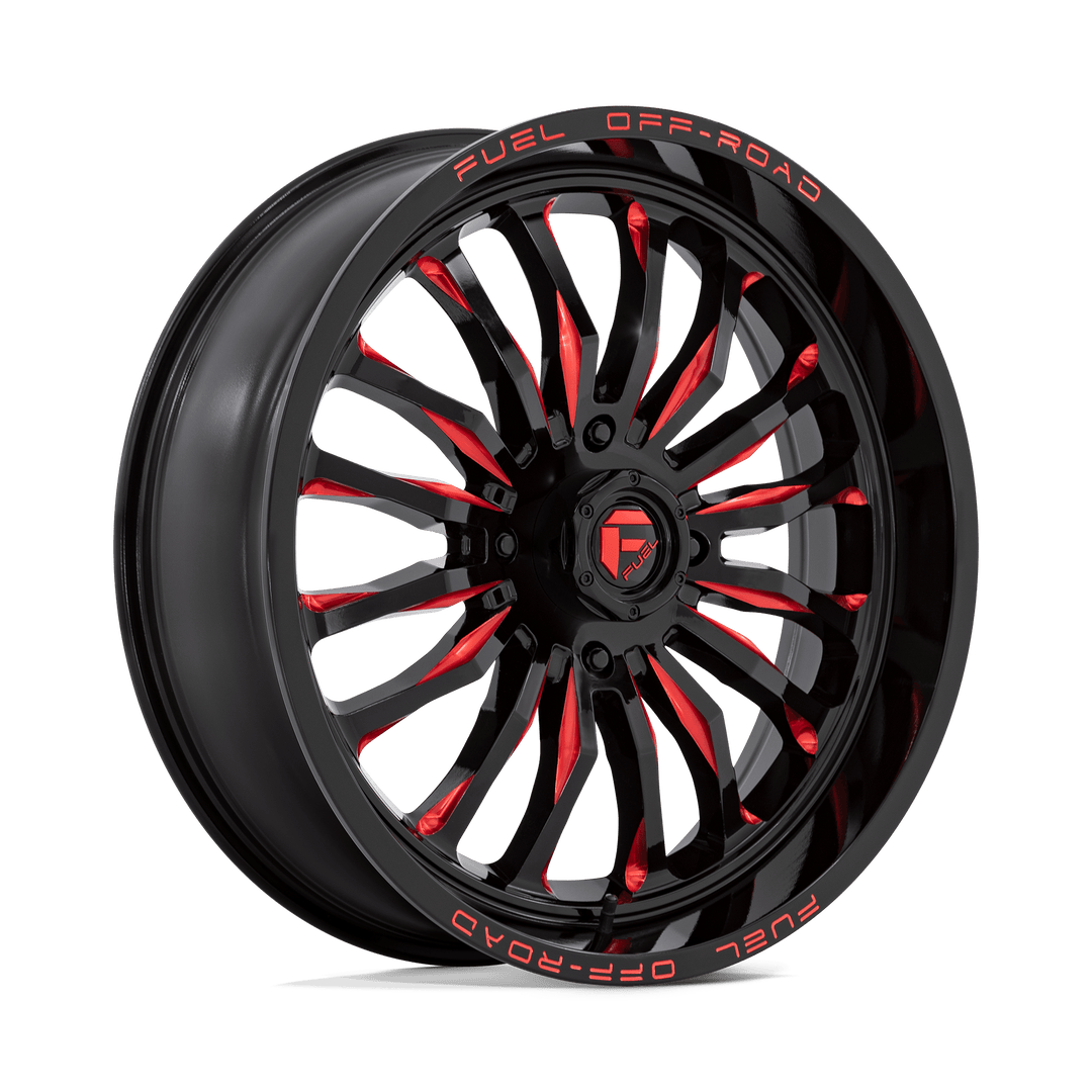 FUEL UTV OFF-ROAD D822 ARC UTV 22X7 4X156 13 132 GLOSS BLACK MILLED RED