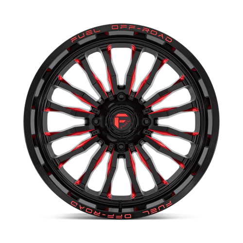 FUEL UTV OFF-ROAD D822 ARC UTV 22X7 4X156 13 132 GLOSS BLACK MILLED RED