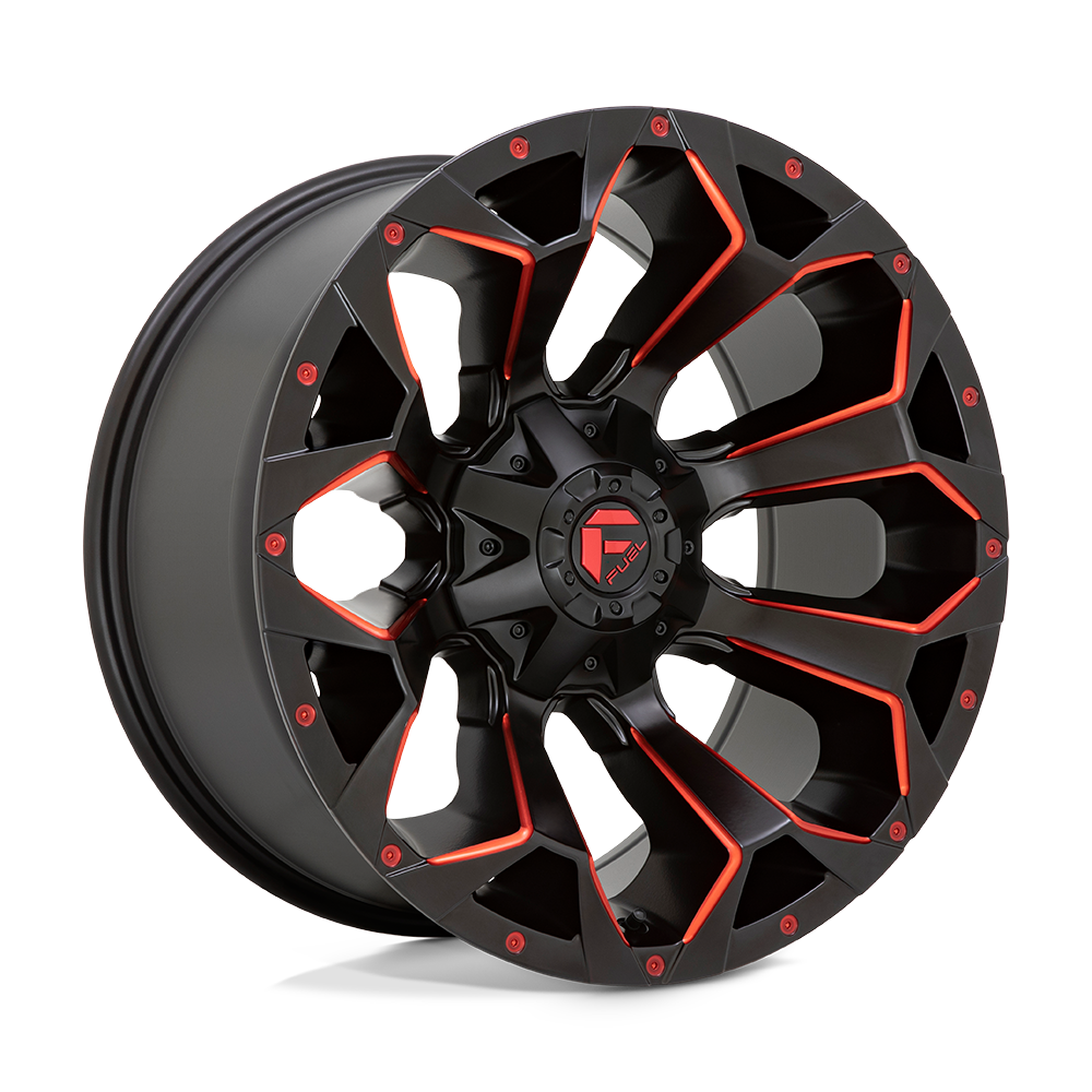 CARBURANT TOUT-TERRAIN D787 ASSAULT 18X9 5X139.7 / 5X150 20 110.1 NOIR MAT ROUGE FRAISÉ